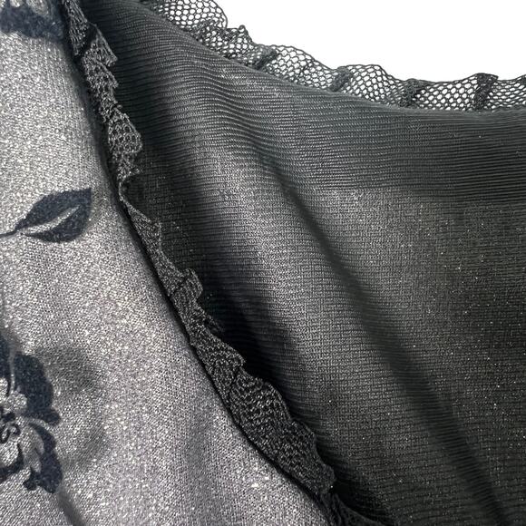 Vintage 90s Y2K De Laru Black Shimmer Cocktail Dress Size 12 Sheer Overlay Lace - Picture 8 of 11